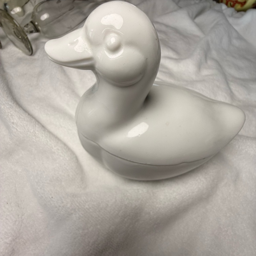 White Ceramic Duck Figurine